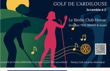 Samedi 20 juin 2026 - Golf de l'Ardilouse, Lacanau.
Scramble à 2, Musique et Golf de Nuit